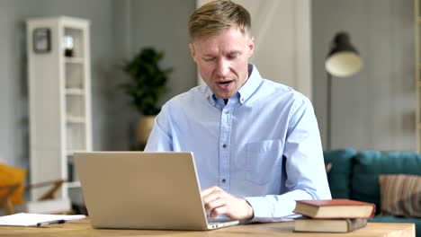 businessman talking during online video chat at work