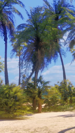 a tropical paradise beach with palm trees and crystal clear ocean waters