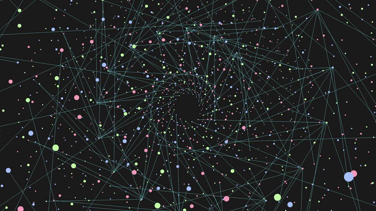 암흑 은하에서 네온 무지개 반이는 추상적인 어두운 구