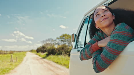 Woman,-road-trip-and-window-with-travel