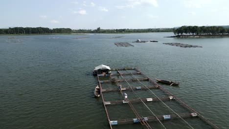 fish farm on a lake