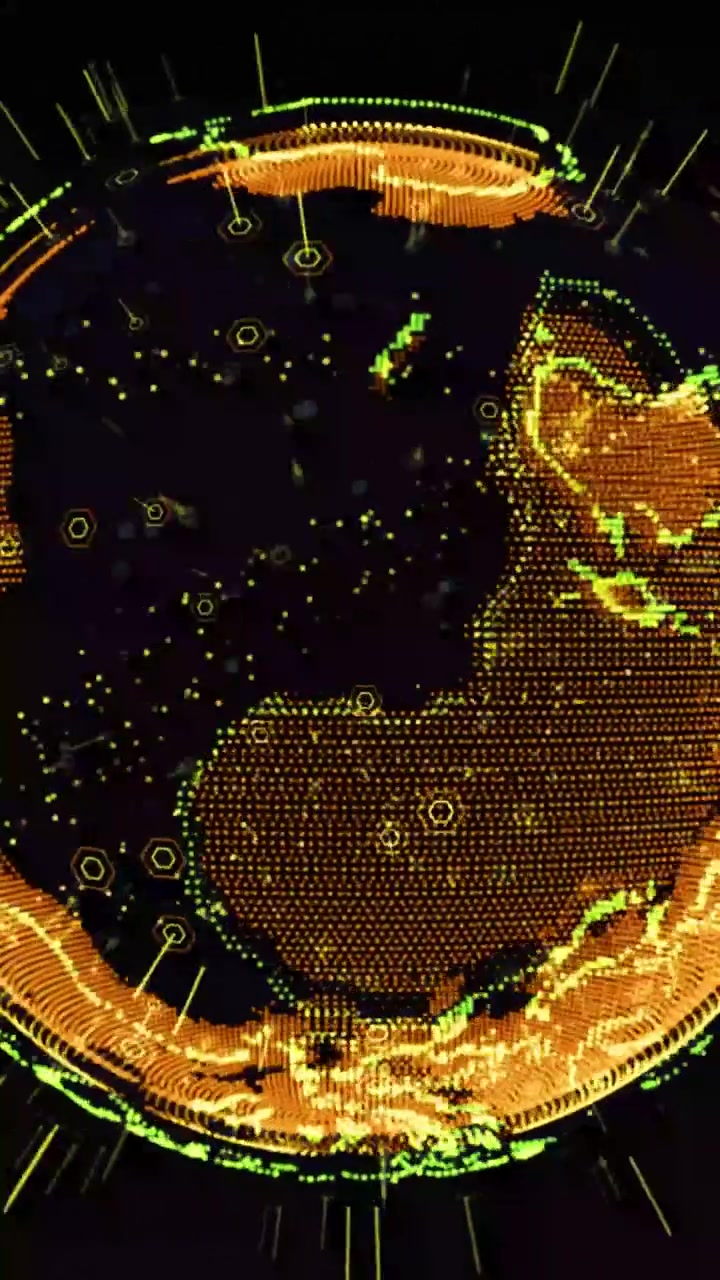 Globo terrestre digitale che ruota con connessioni di rete globali