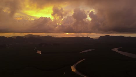 burning skies spectacular sunset over mangrove forest in krabi protected area coastal erosion protection