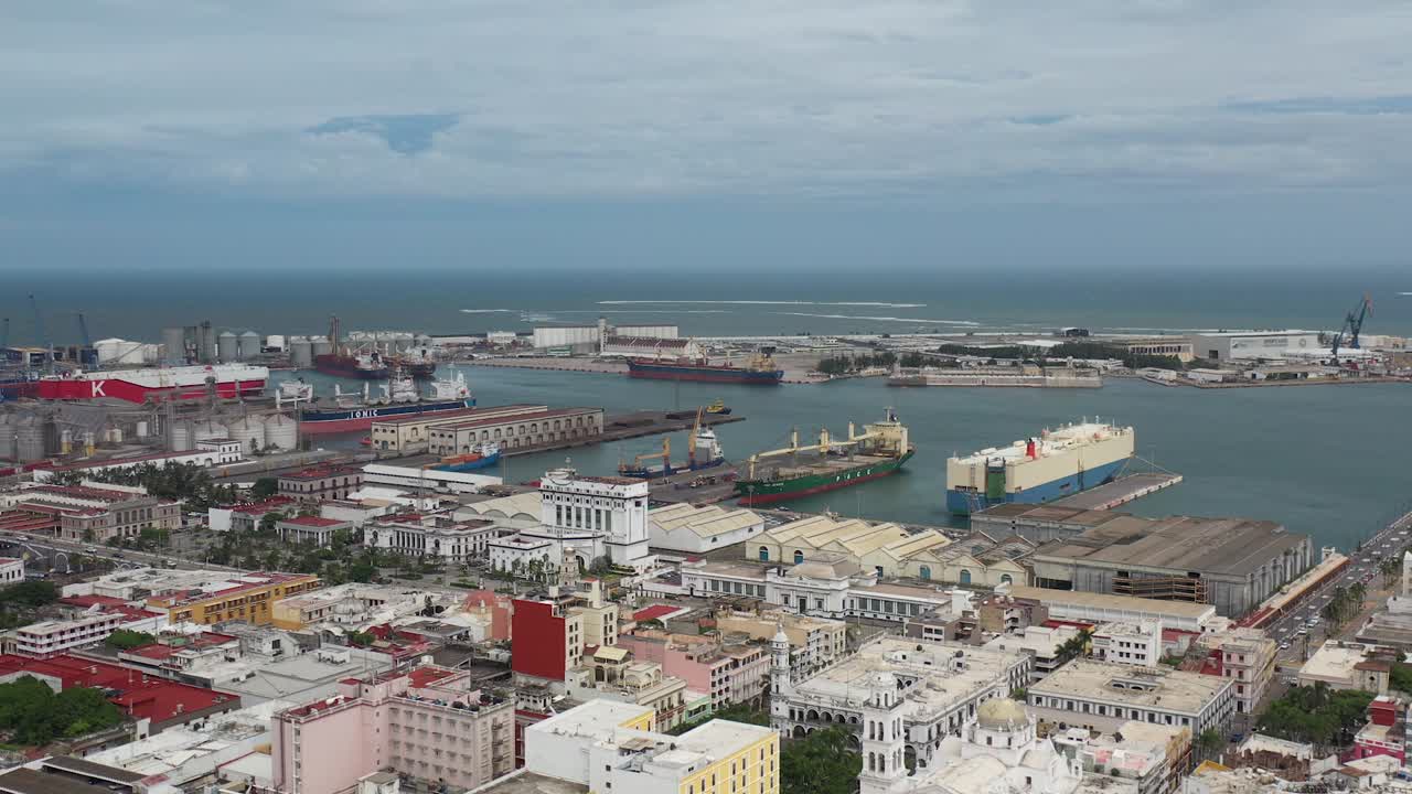 Aerial Overlooking the historic downtown of Veracruz, Mexico, this vista captures the vibrant port's synergy of commerce and culture