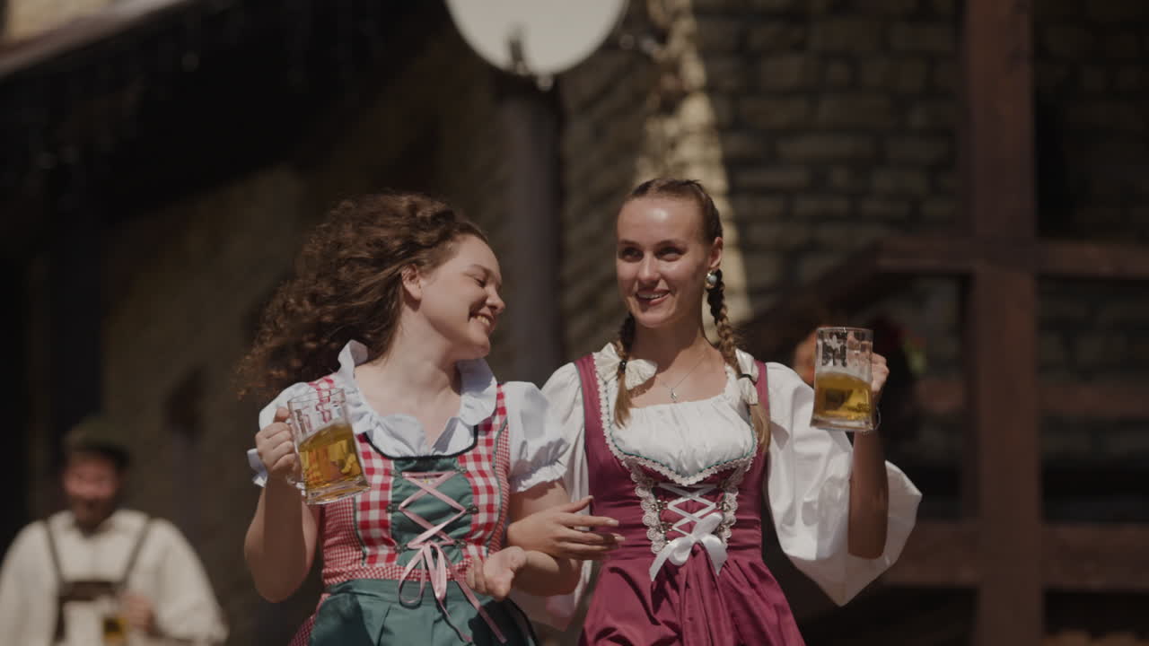 People in traditional clothing celebrating Oktoberfest