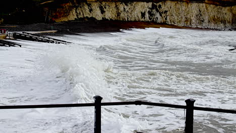 Waves-come-to-shore-and-crash-into-each-other