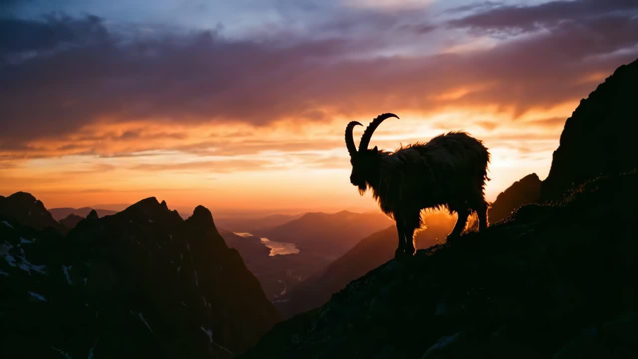 Ibex-silhuet ved solnedgang