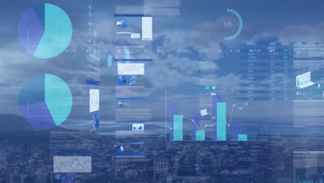 Animation-Der-Datenverarbeitung-Mit-Stadt-Im-Hintergrund