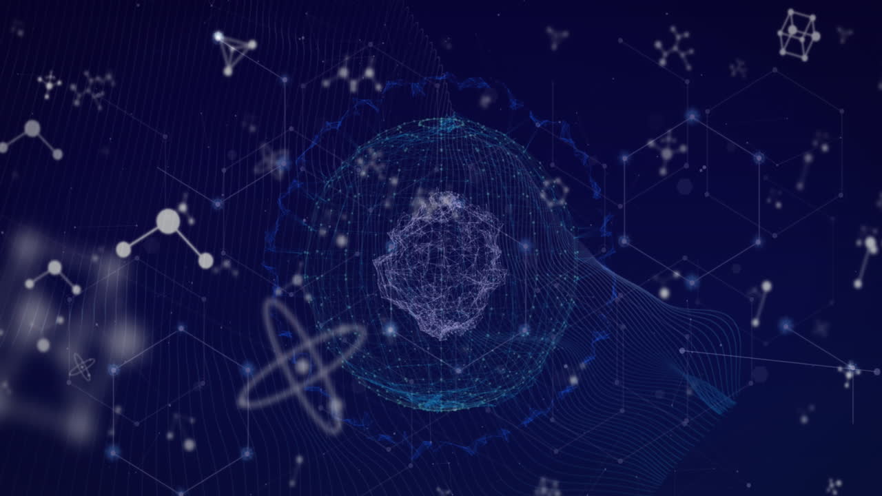 분자의 애니메이션과 연결 네트워크를 통해 데이터 처리