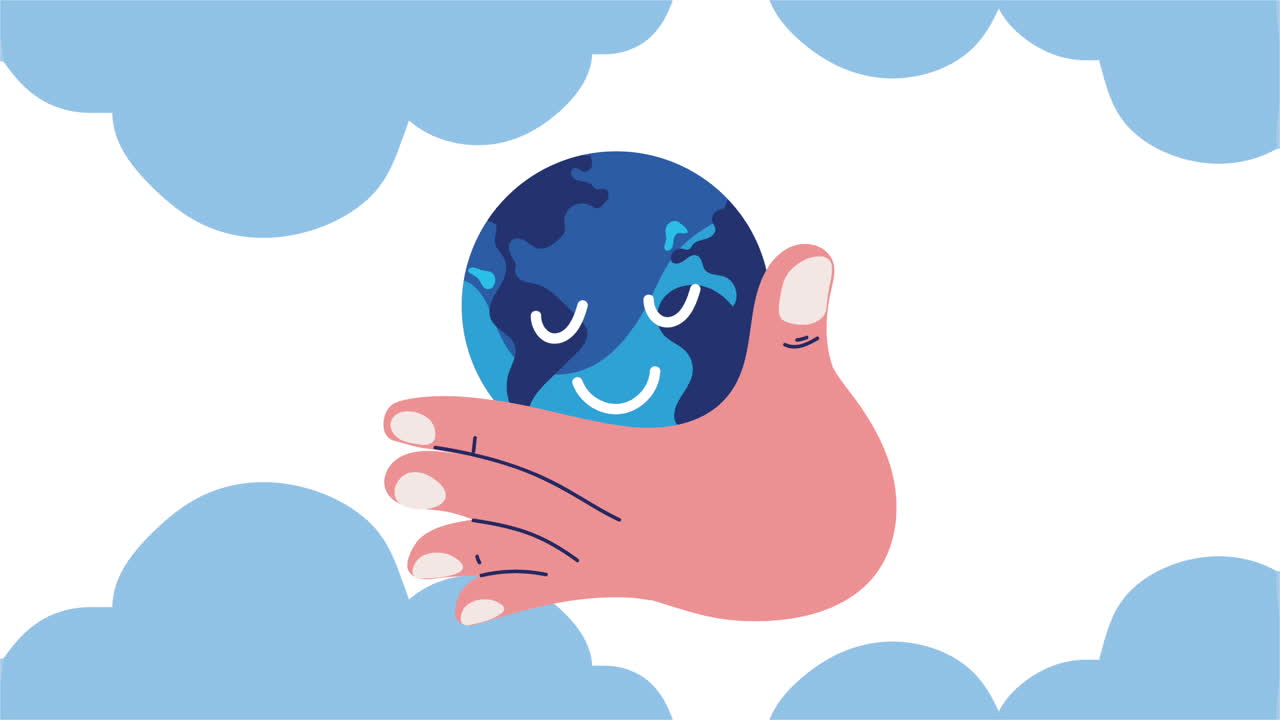 귀여운 땅을 들고 있는 손