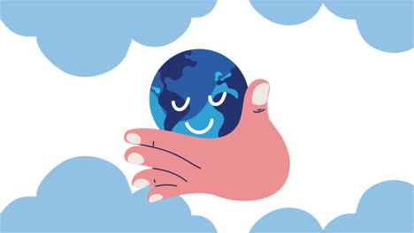 la mano sosteniendo una tierra linda