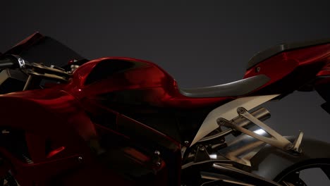 Moto-Sport-Bike-En-Estudio-Oscuro-Con-Luces-Brillantes