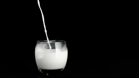 trickle of milk in super slow motion falling in a glass