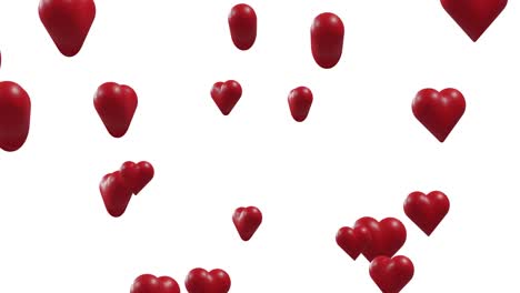 animation of red hearts moving on white background