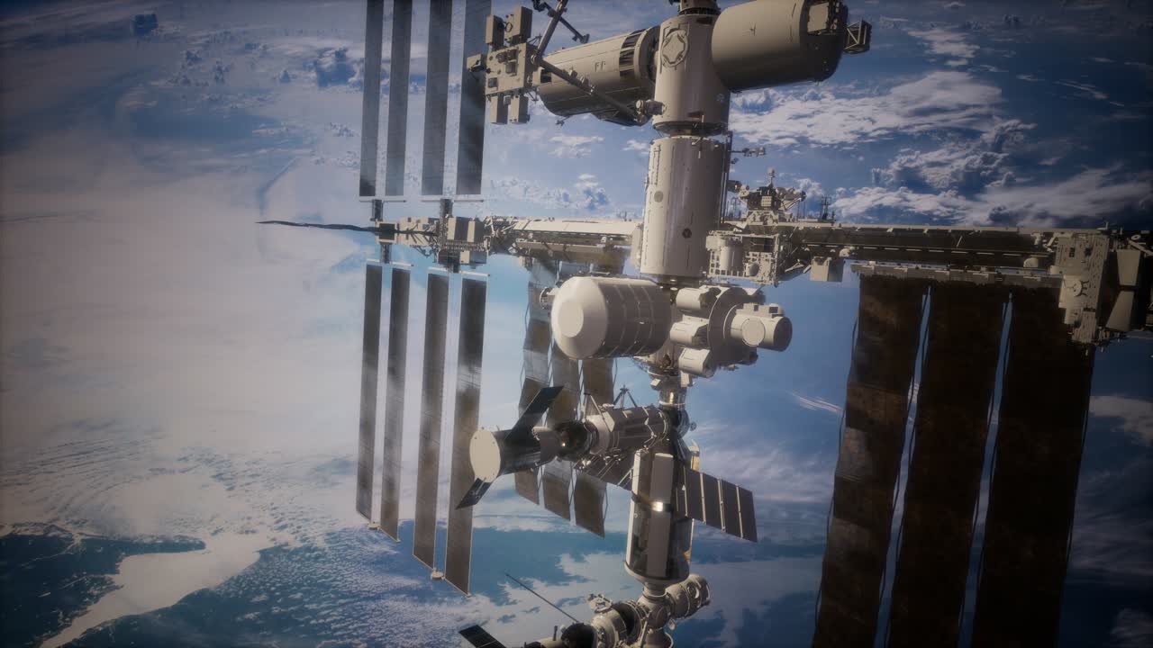 международная космическая станция в космическом пространстве над планетой земля