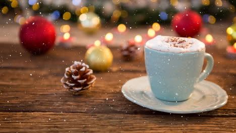 caída de nieve con decoración de café de navidad