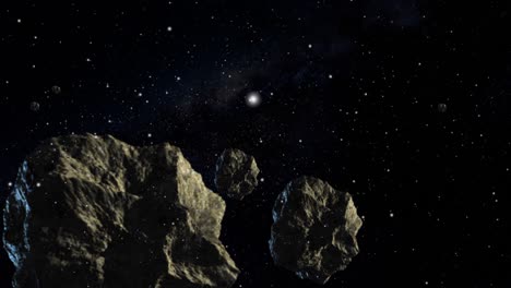 an asteroid or meteor is floating in space