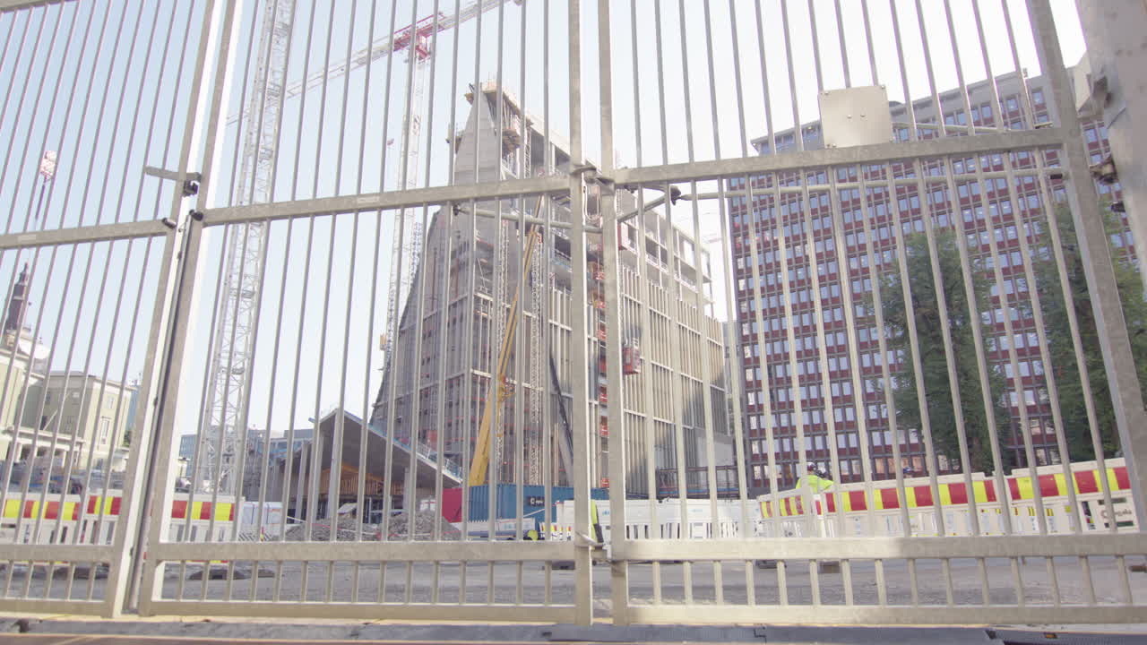 Construction site of New Government quarter in Hammersborg Oslo, pan shot