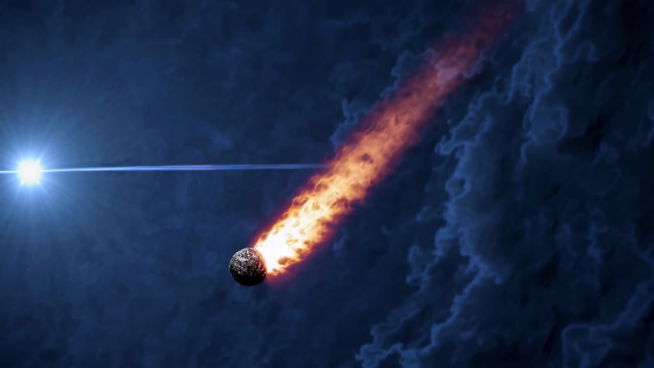 impacto de un asteroide en el espacio