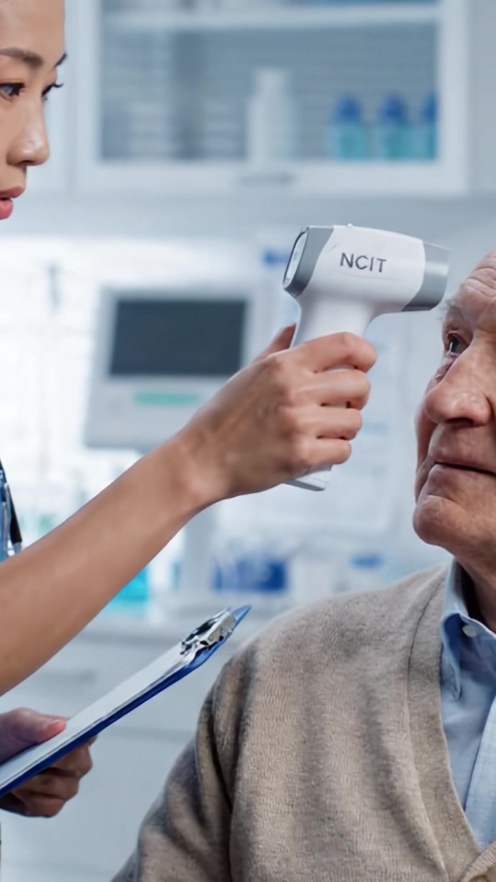 A Healthcare Professional Engages with a Senior Patient During a Consultation in a Modern Medical Office Environment, Highlighting Compassion and Care in Healthcare Settings