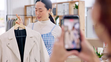 fashion influencer, phone and asian woman live