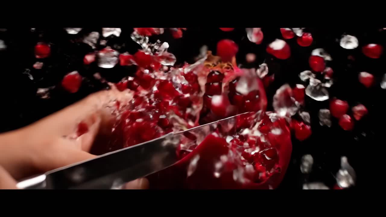 Cutting a pomegranate with a knife