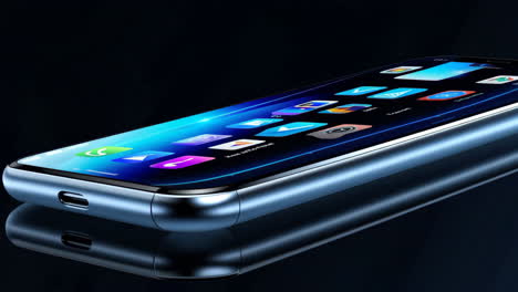 modern smartphone with illuminated screen and app icons