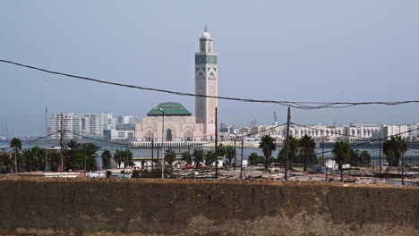 shantytown in front of hassan ii mosque casablanca morocco