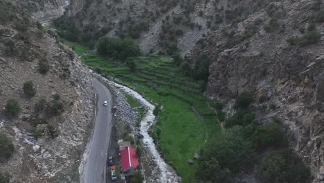 verdant valleys along chilas-babusar road, pakistan. aerial