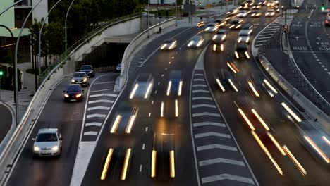 cinemagraph of traffic scene  at dusk.long exposure.