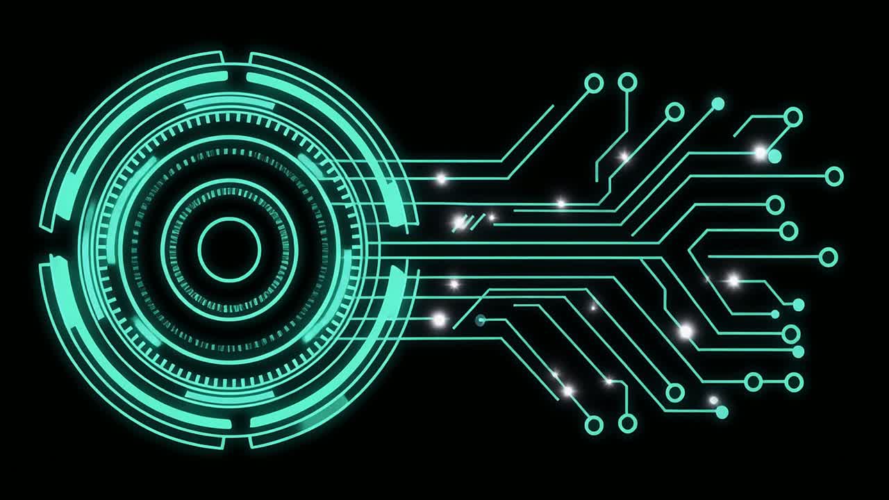 Animated Digital Circuit Board with Glowing Data Transfer | Premium ...