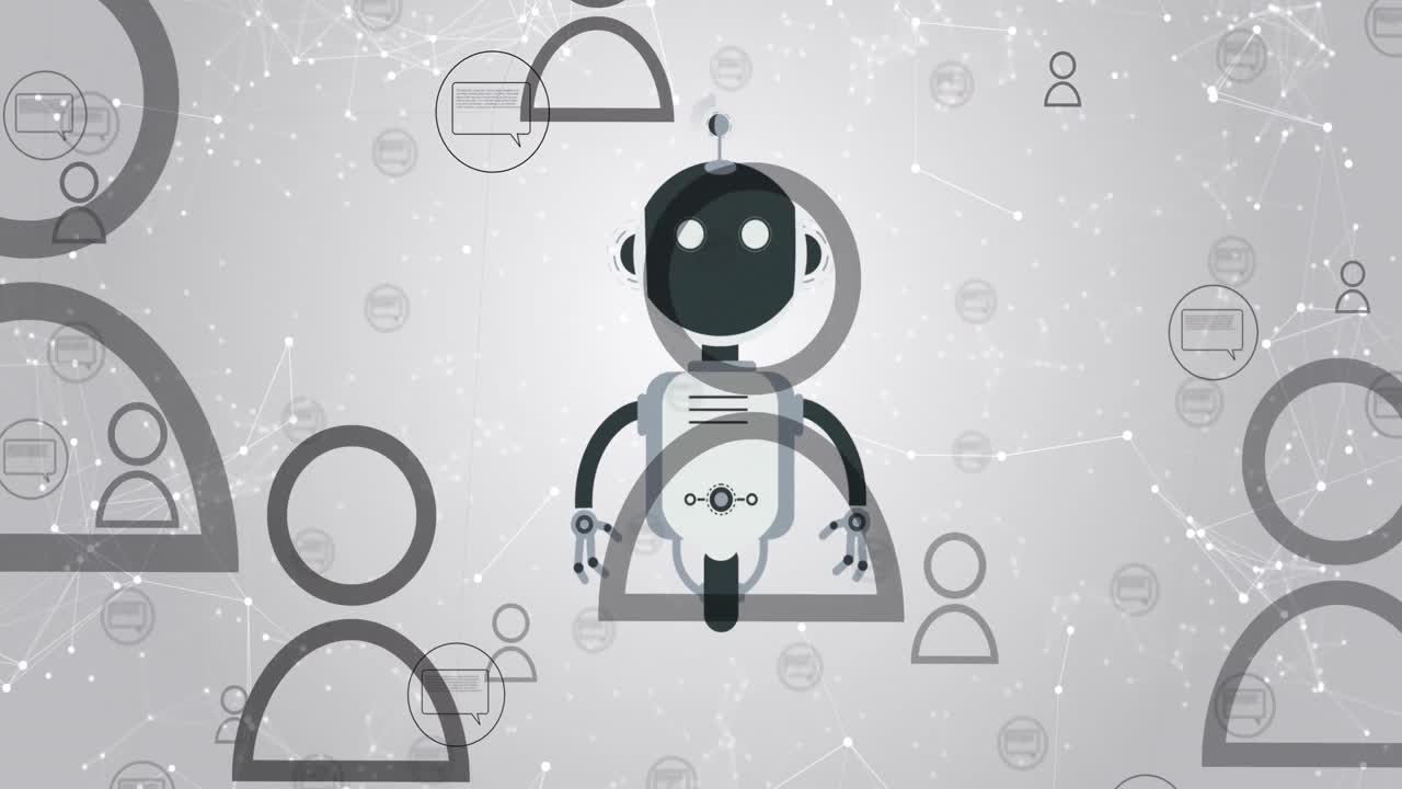 Animation of ai chatbot icon and data processing