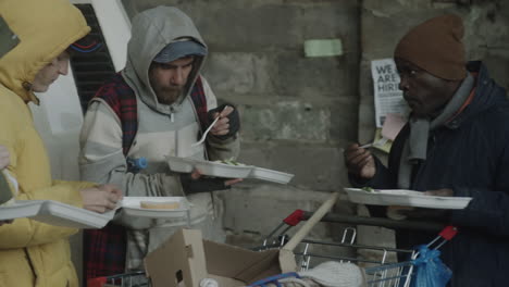 homeless individuals receiving food