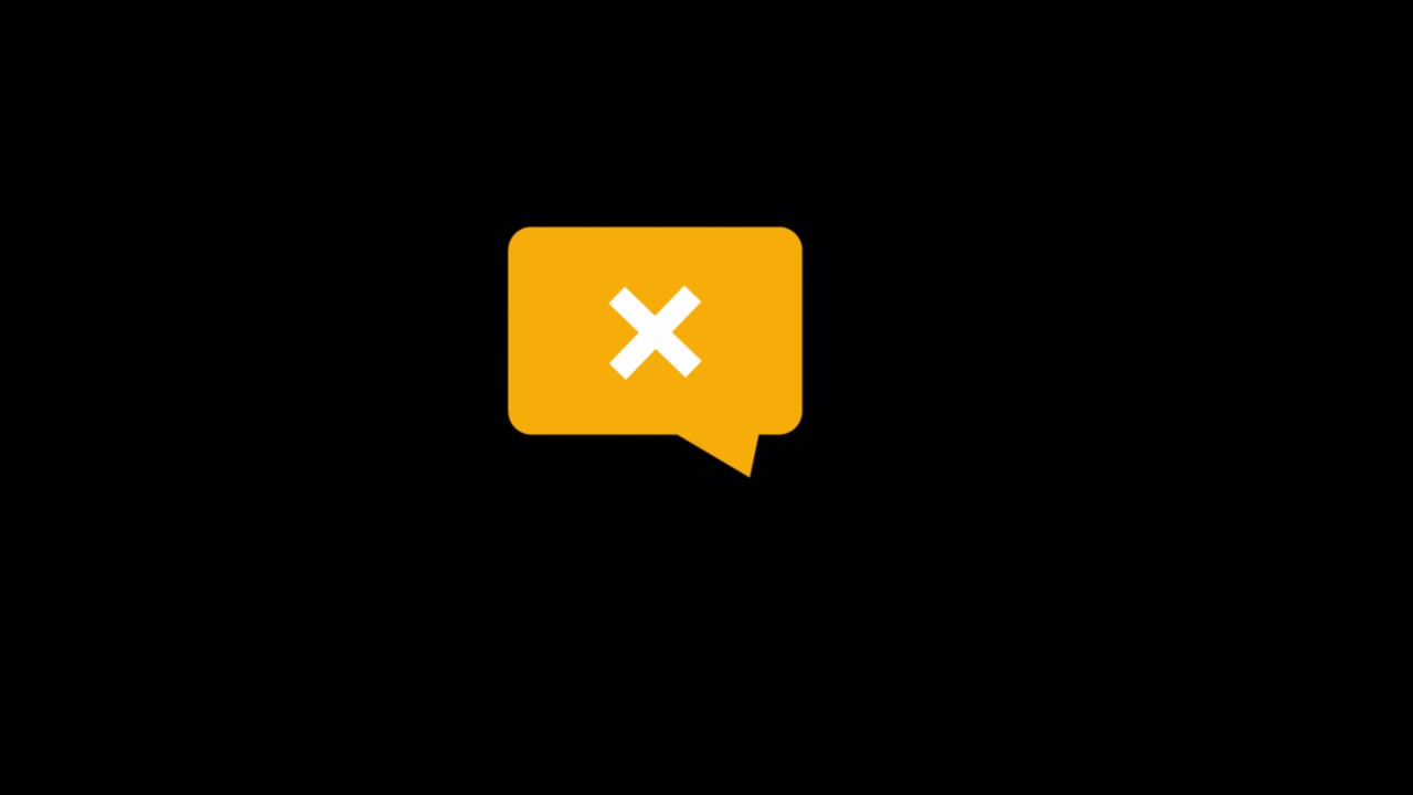 Speech Bubble with X Icon on Black Background