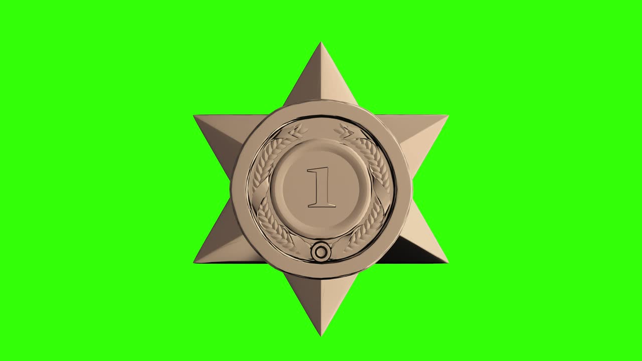 Spinning gold star trophy on green screen background 4k footage