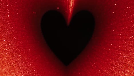 brillo rosado en forma de corazón marco de movimiento en fondo negro, concepto de día de san valentín