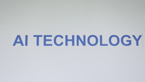 cursor que revela las letras de las palabras ai tecnología en mayúsculas bloquea como una persona escribe en un teclado