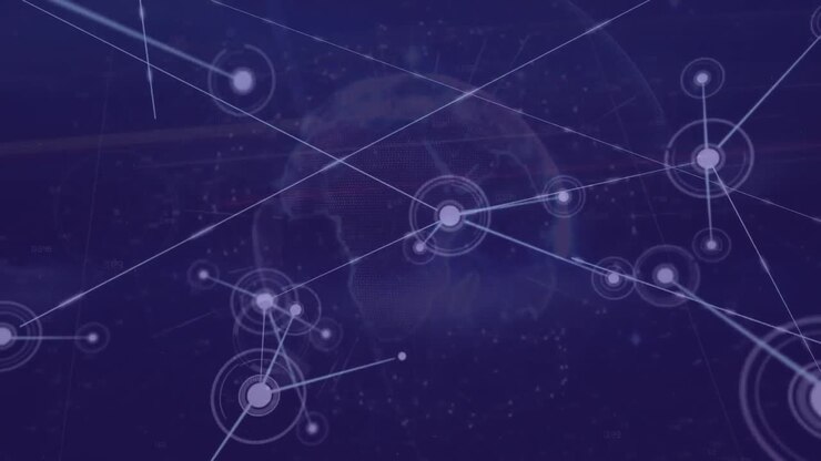 Animation of connections with data processing over globe