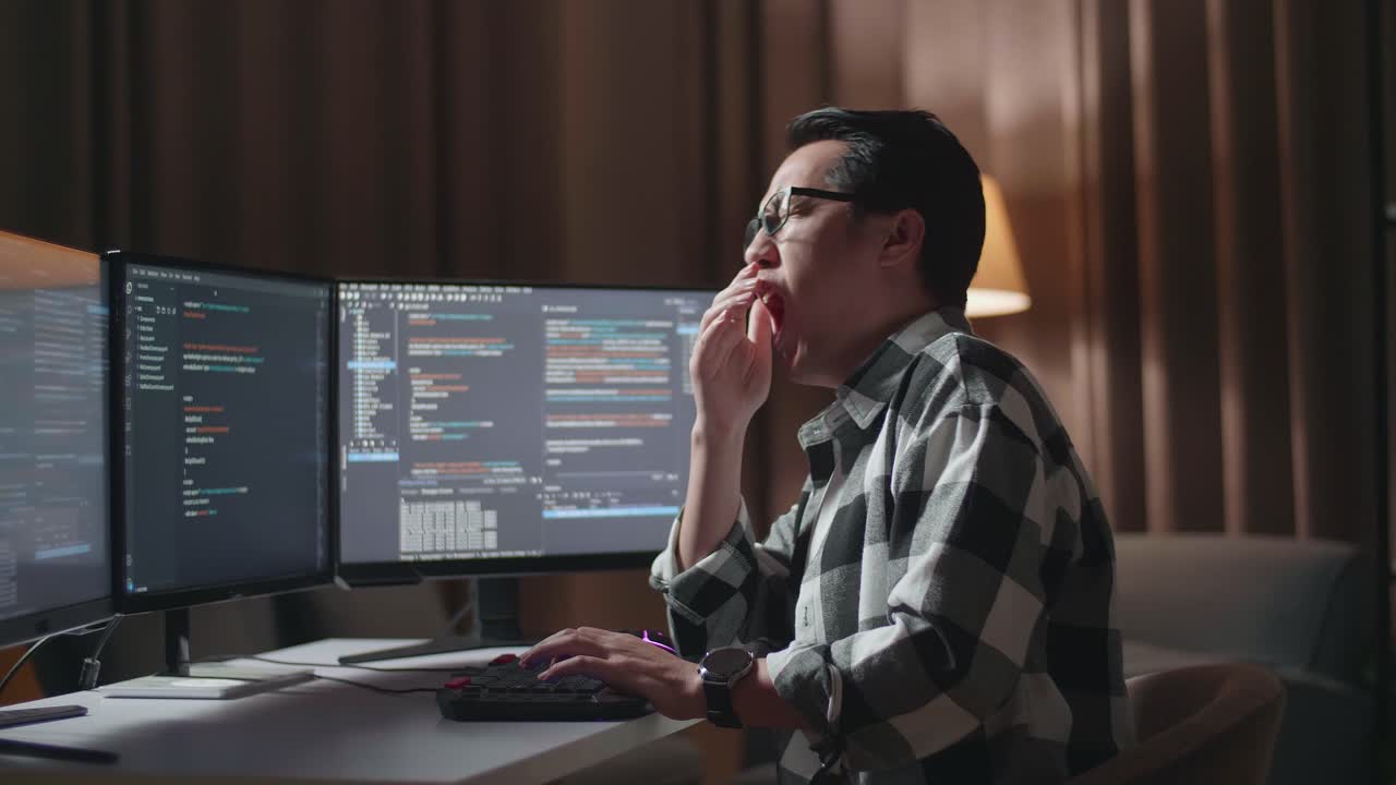 Tired Programmer at Night