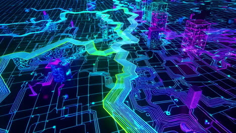 digital cityscape - cyberpunk map visualization