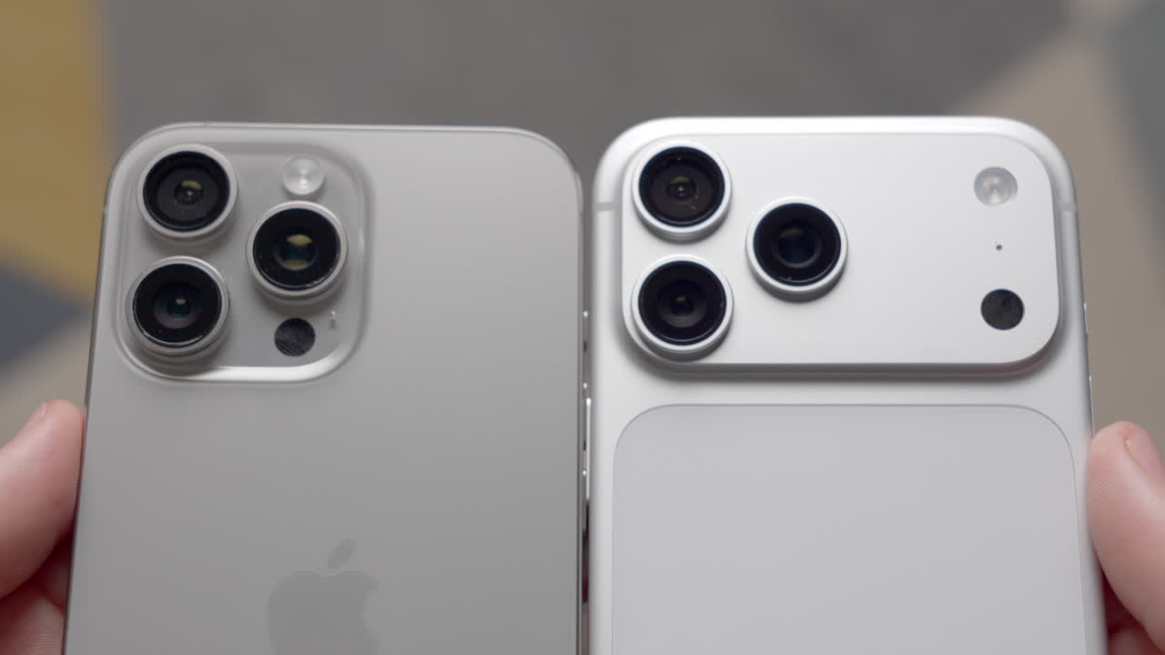 Close-up of smartphones with camera lens