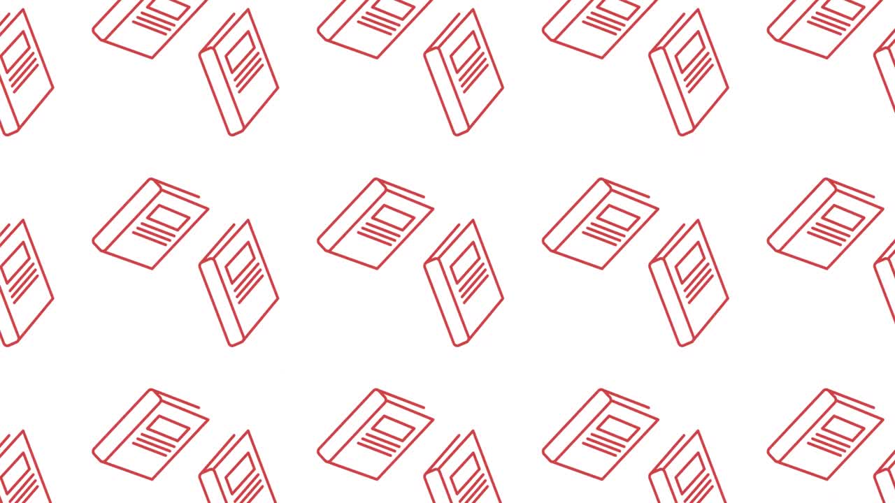 Animation of school items icons moving on white background