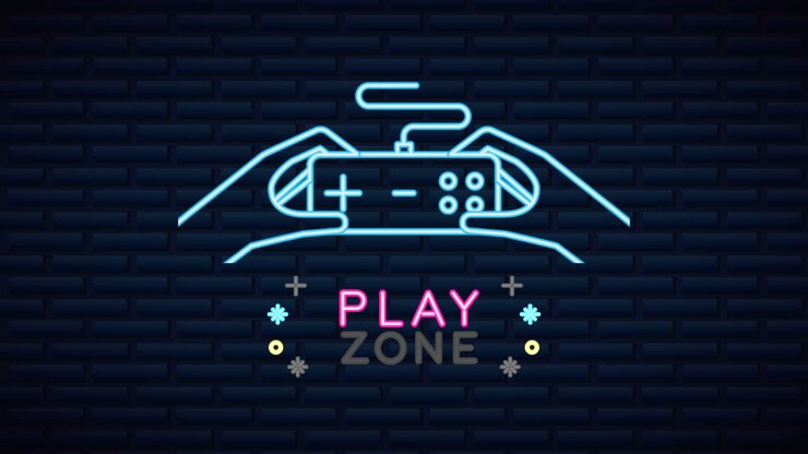 wall with neon light video game control