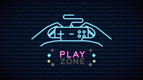 wall with neon light video game control