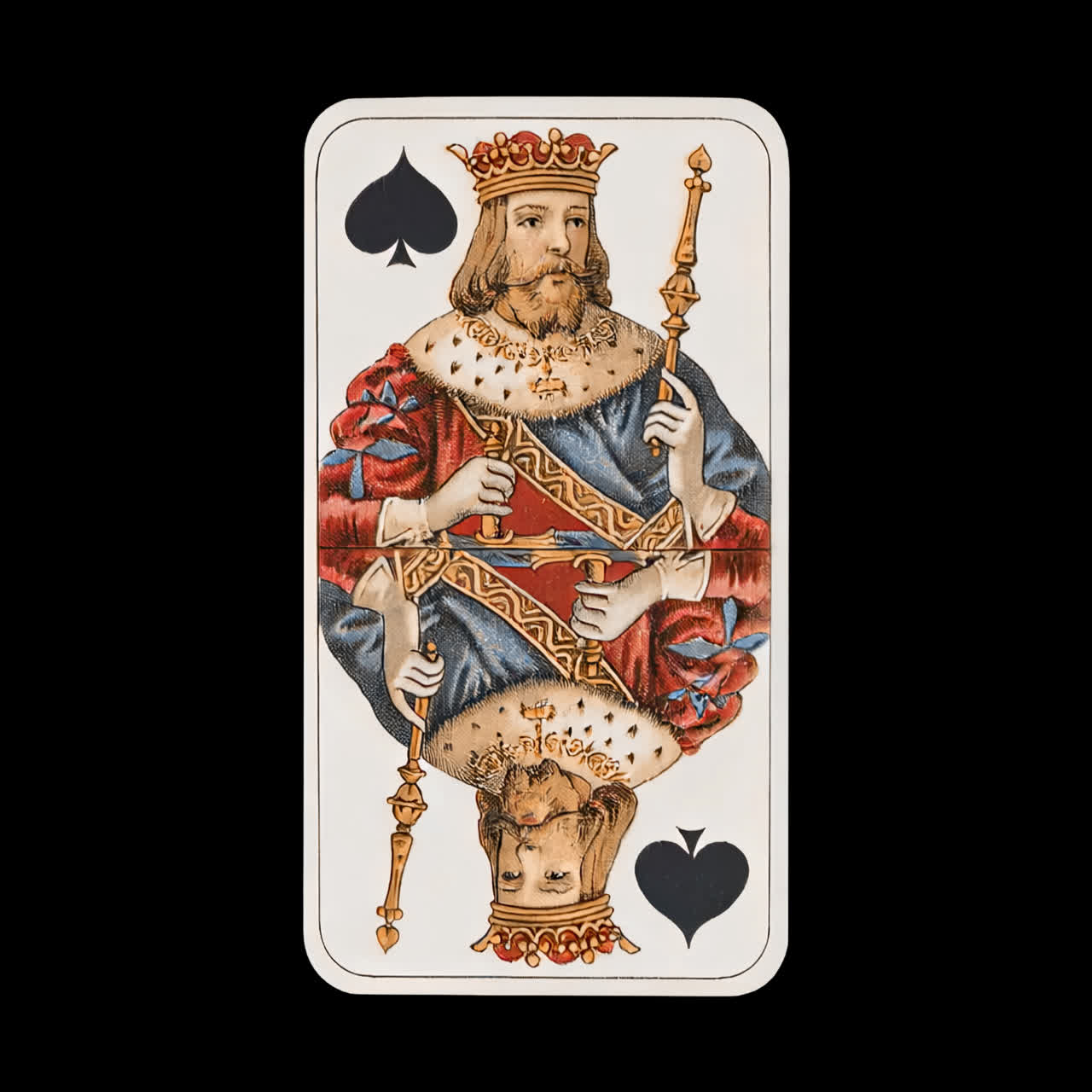Vintage king playing card animation isolated asset, transparent 4K video, alpha channel, ProRes 4444