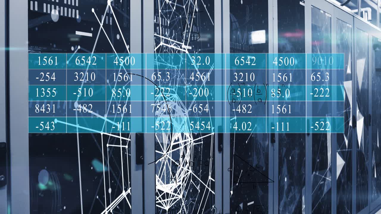 Animation af et netværk af forbindelser og databehandling over computerservere