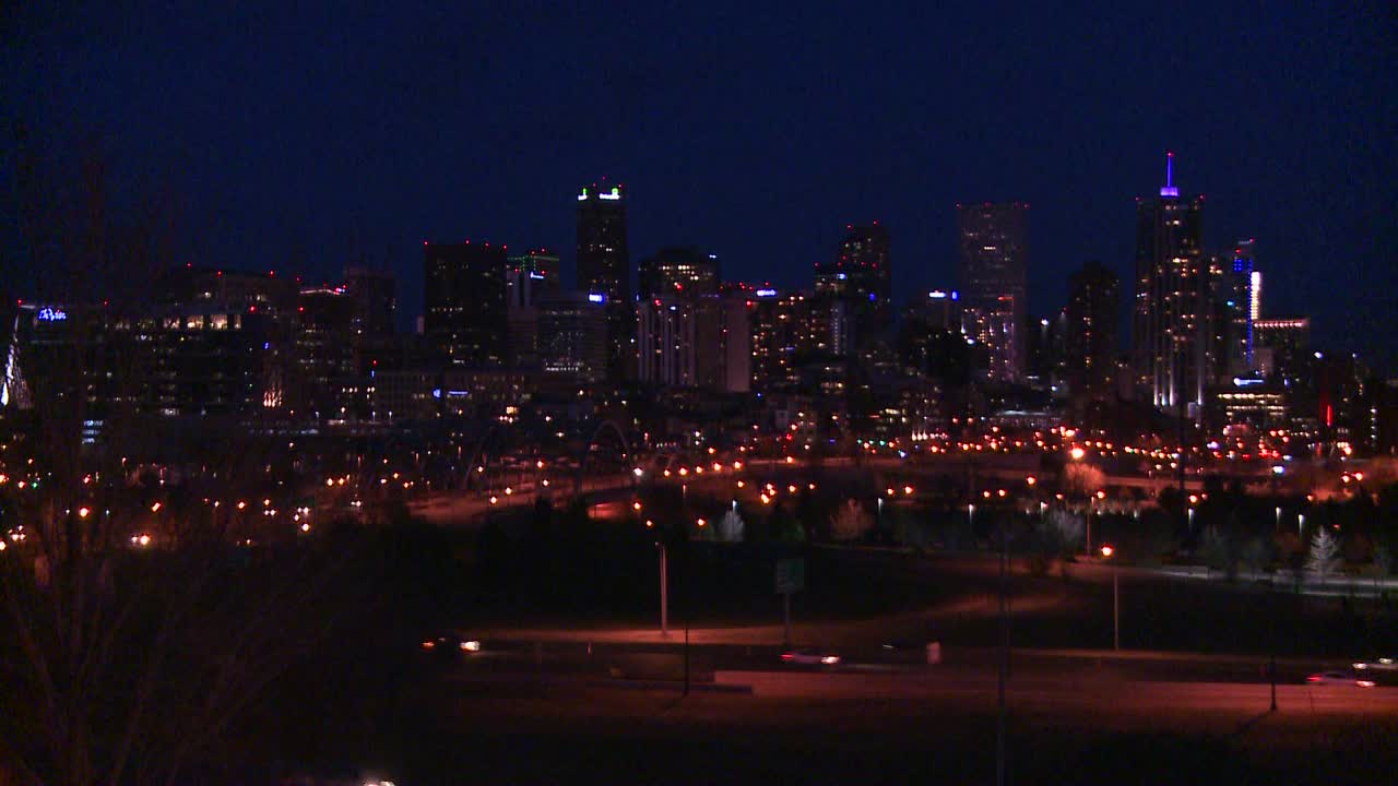 The skyline of Denver Colorado skyline at night 1