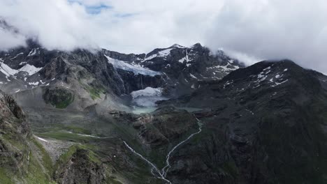 fellaria glacier and spectacular mountains, valmalenco in summer season, italy