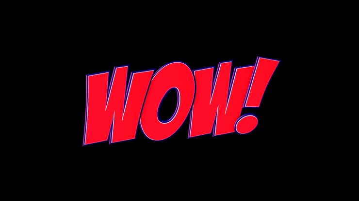 WOW Comic Text and Speech Balloon Animation, with Alpha Matte, Loop
