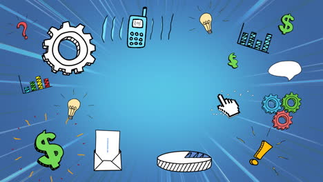 some colorful symbols on blue animation